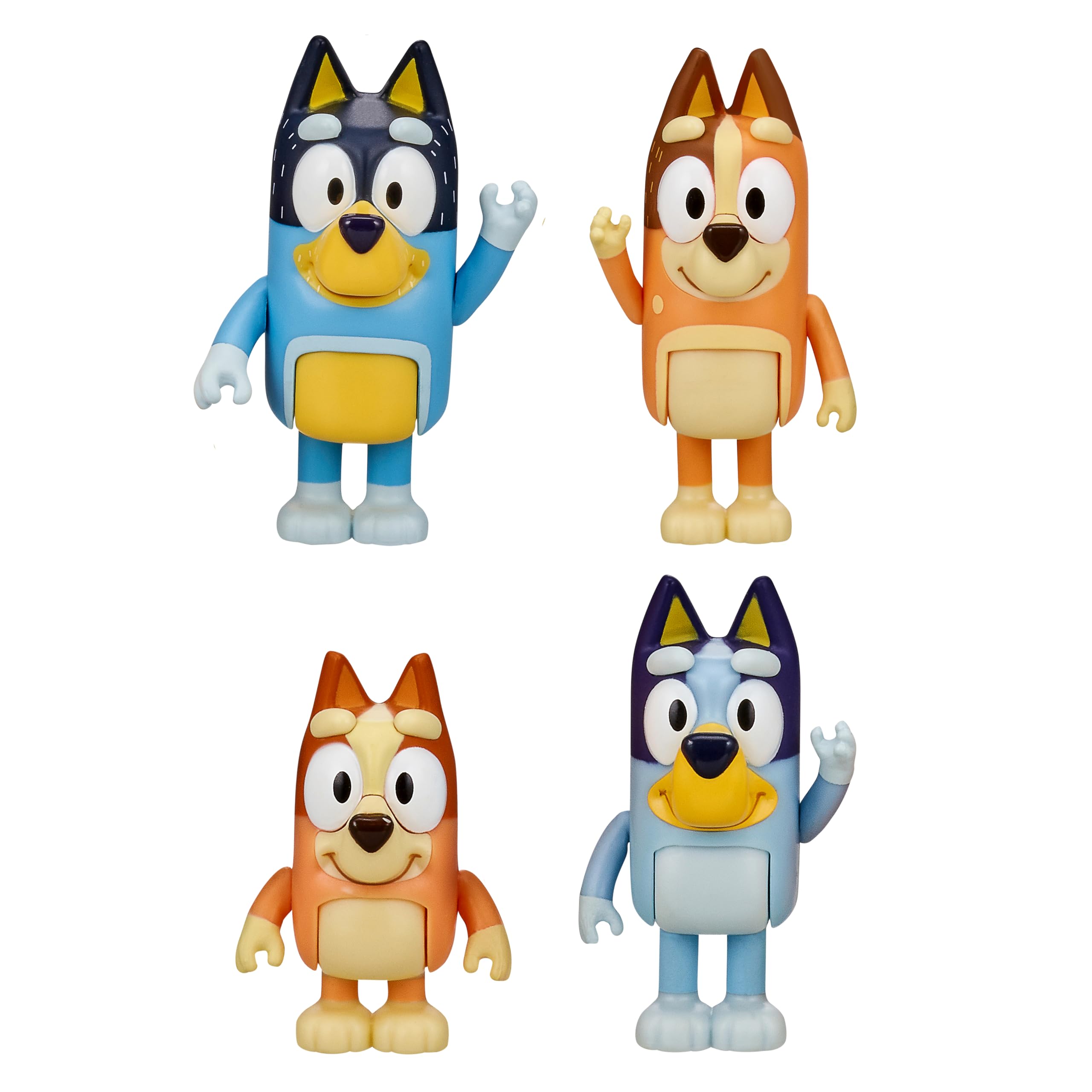 Bluey Family Figure Pack of 4, Robust Poseable Character Toys with Bingo, Chilli, and Bandit Figures, Toddler-Sized Animal Figurines for Kids Ages 3+