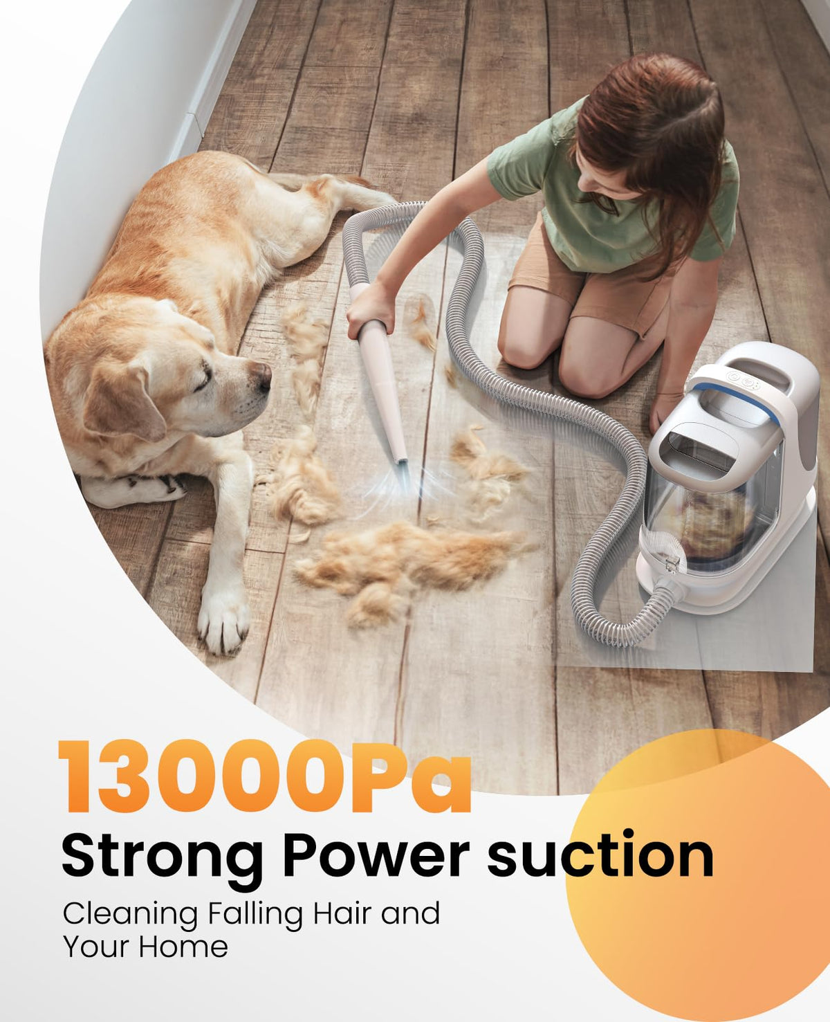 Dog Grooming Vacuum, 13000Pa Powerful 3L Dust Cup Pet Vacuum with Clipper Nail Grinder & Shedding Brush, 7 in 1 Dog Grooming Kits, Quiet, Large Capacity 3 Suction Levels, BM3