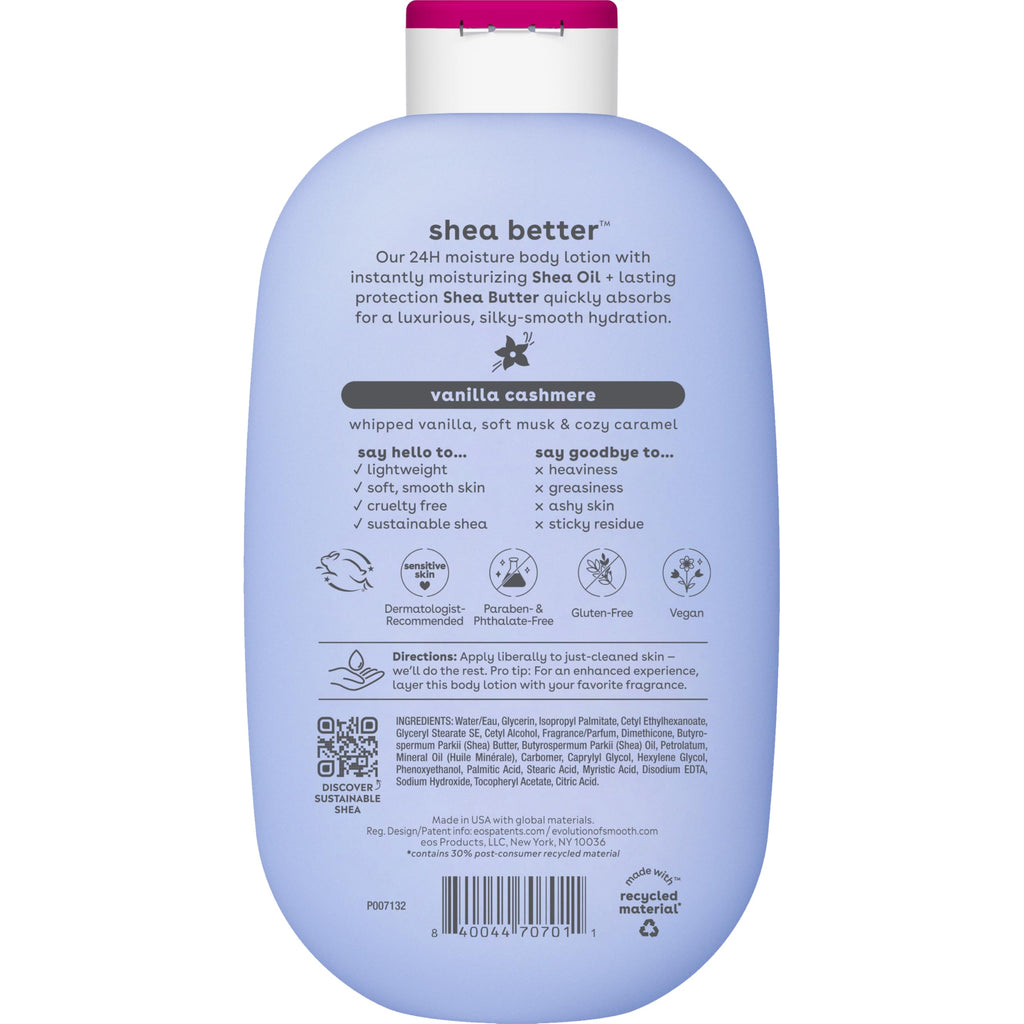 Shea Better Body Lotion Vanilla Cashmere, 24-Hour Moisture Skin Care, Lightweight & Non-Greasy, Natural Shea, Vegan, Vanilla Body Lotion, 16 fl oz