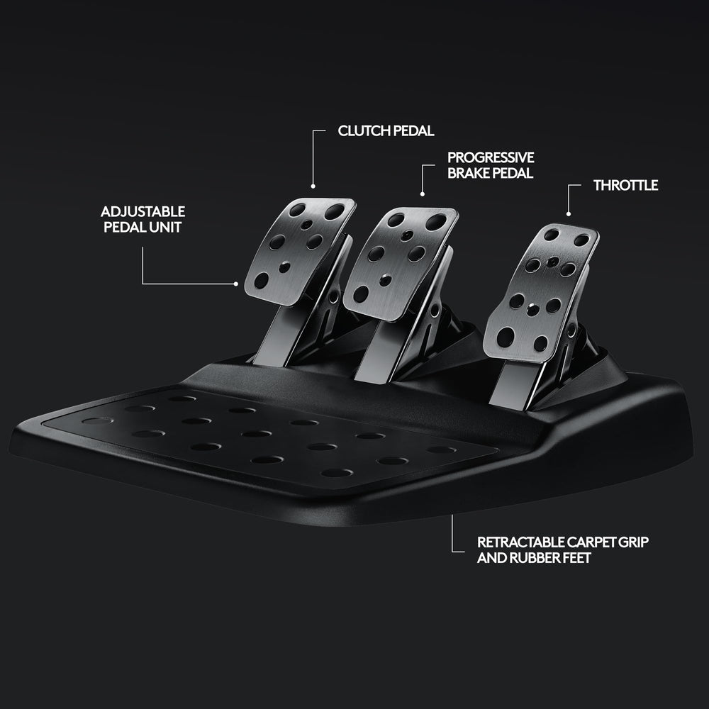 G29 Driving Force Racing Wheel and Floor Pedals, Real Force Feedback, Stainless Steel Paddle Shifters, Leather Steering Wheel Cover for PS5, PS4, PC, Mac - Black