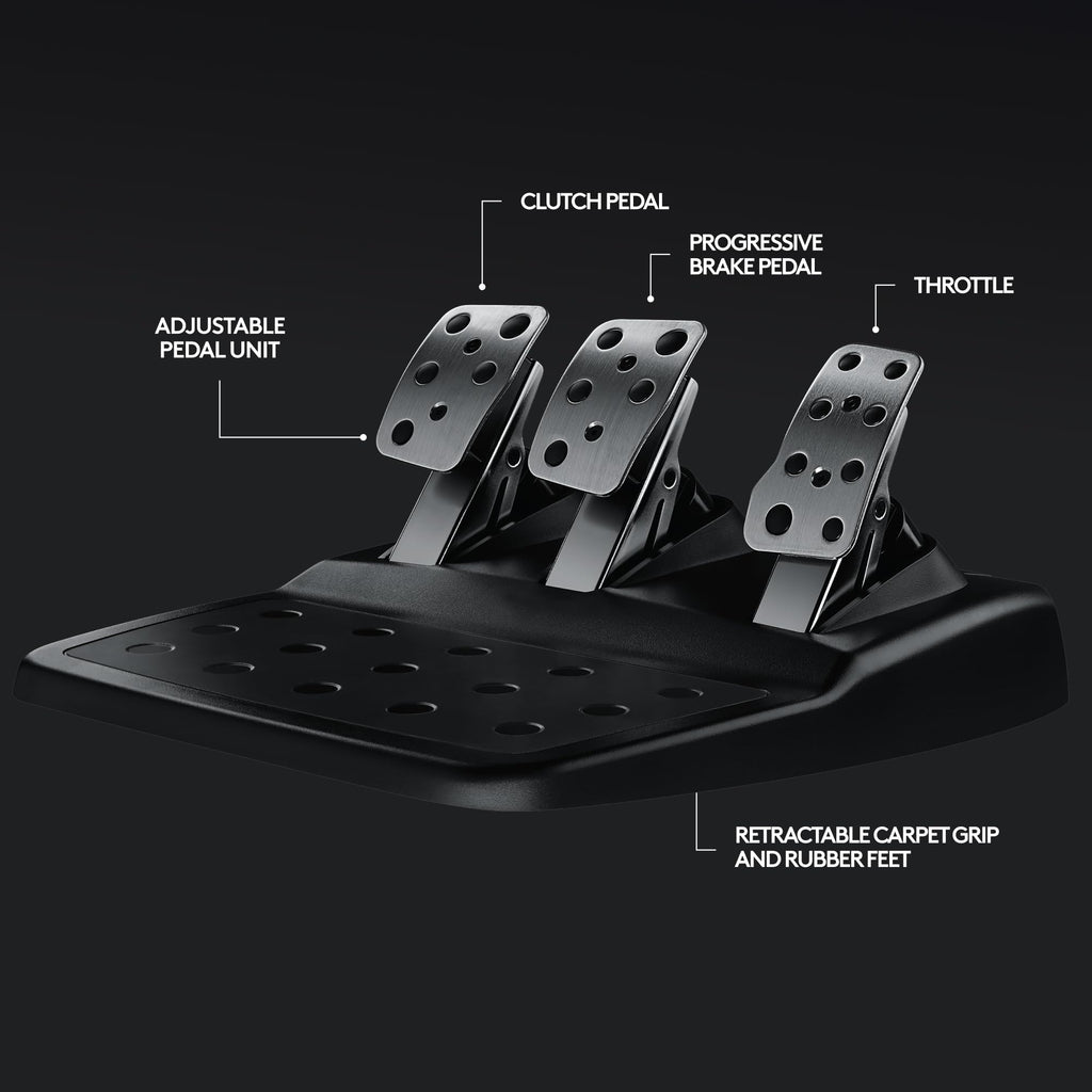 G29 Driving Force Racing Wheel and Floor Pedals, Real Force Feedback, Stainless Steel Paddle Shifters, Leather Steering Wheel Cover for PS5, PS4, PC, Mac - Black