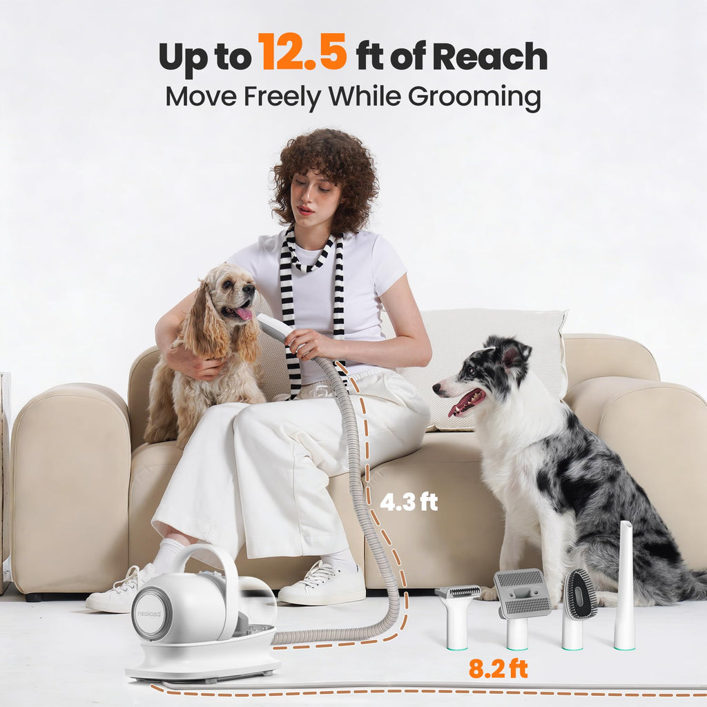 P1 Pro Dog Grooming Vacuum Kit, 6-in-1 Pet Hair Grooming with Clippers and Vacuum, 9000Pa Suction, Low Noise, 1L Dust Cup for Home Shedding & Trimming