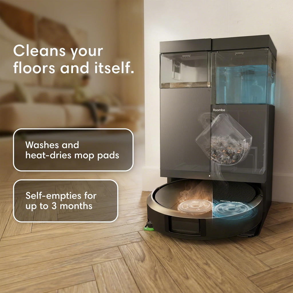 iRobot Roomba 415X Robot Vacuum & Mop Combo, 20,000Pa Suction, 3 Months AutoEmpty, Multifunction Dock Self-Cleaning & Hot Dry, Smart Obstacle Avoidance, Lifting Dual Spinning Mops, Ideal for Pet Hair