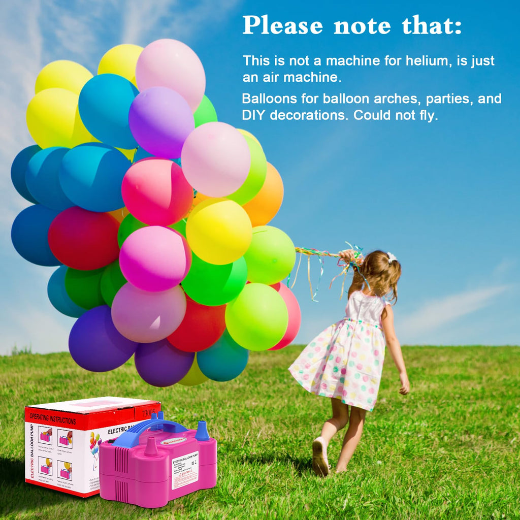 Electric Balloon Pump, Portable Electric Balloon Blower Machine Inflator Air Pump Dual Nozzle 110V 600W for Party Decorations