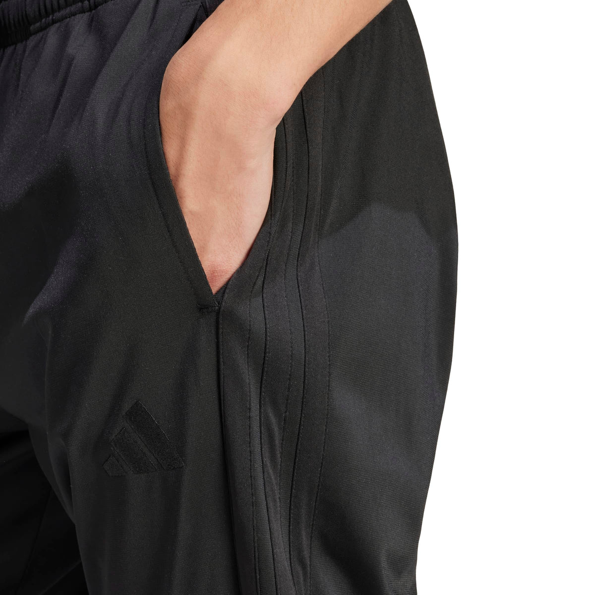Mens 3-Stripes Tricot Regular Tapered Sportswear Track Pants, Black/Black, X-Large