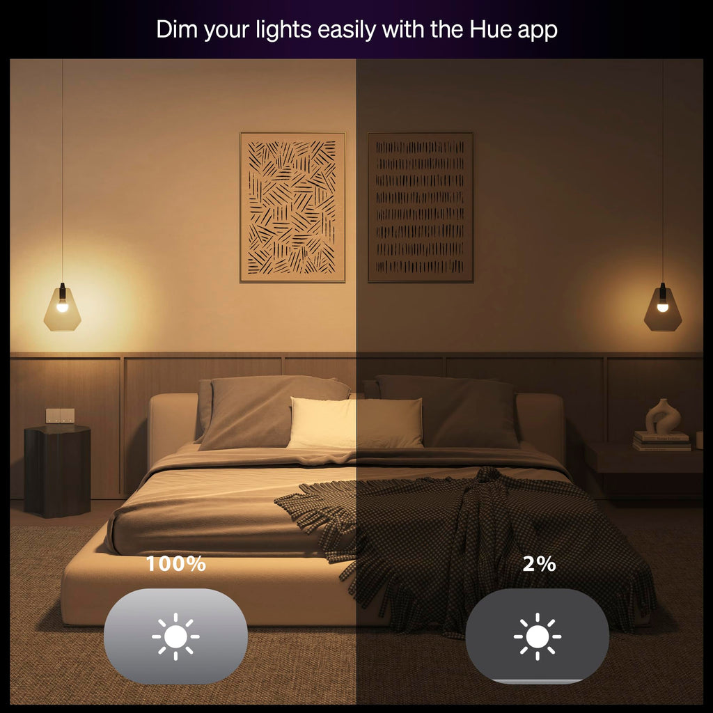 Philips Hue Essential Smart LED A19 Bulb, White and Color Ambiance, E26 Base, 8.8W, 2200K-6500K, 800 Lumens, Dimmable, Works with Alexa, Google, and Apple Home, 1-Pack