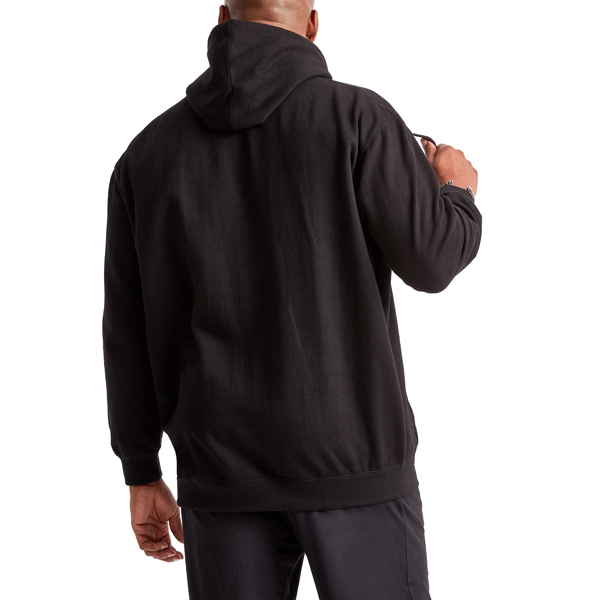 Men's Pullover Graphic Fleece Hoodie, Standard Fit, Midweight Fleece, Classic Script Logo, Available in Regular and Big & Tall, Black, Large