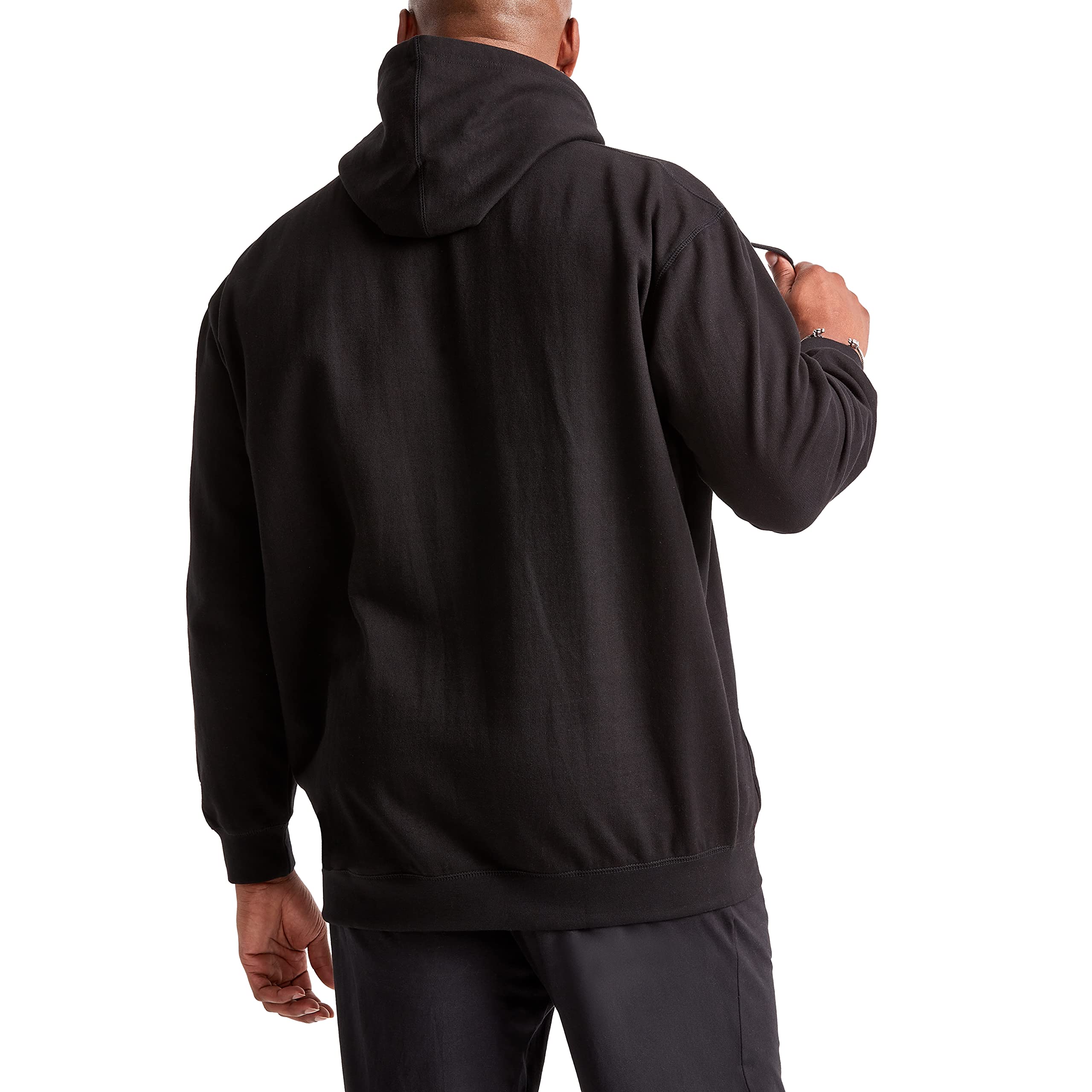 Champion Men's Pullover Graphic Fleece Hoodie, Standard Fit, Midweight Fleece, Classic Script Logo, Available in Regular and Big & Tall, Black, Large