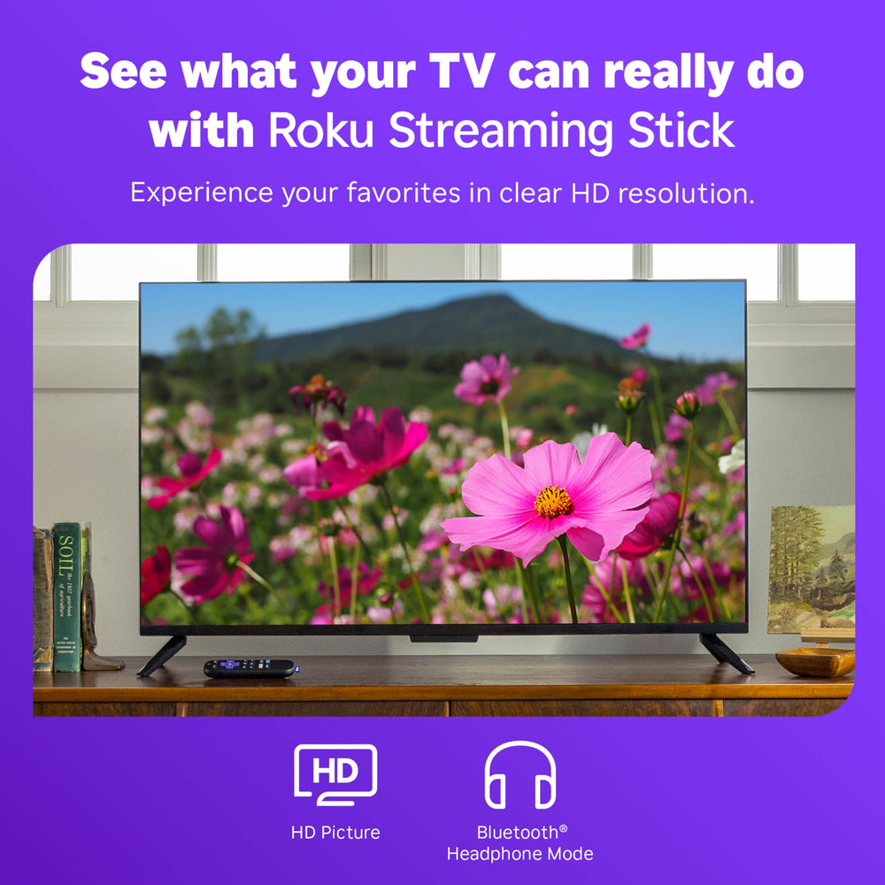 Streaming Stick HD — HD Streaming Device for TV with Roku Voice Remote, Free & Live TV