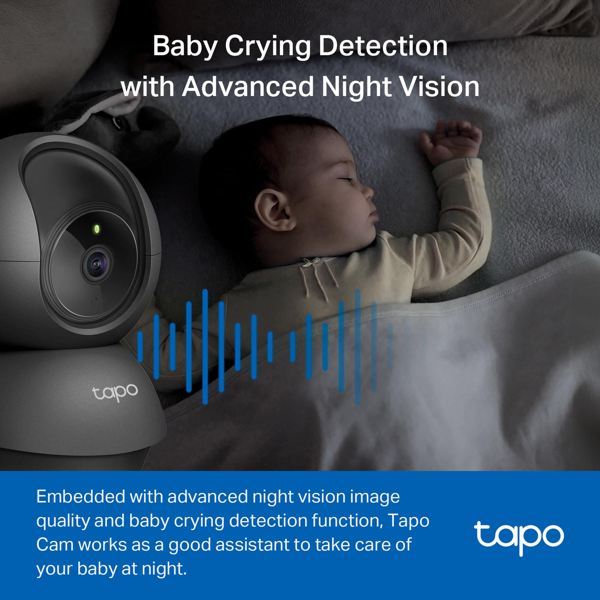 1080P Indoor Pan/Tilt Wired Security Camera - Works as a Baby & Pet Monitor, Motion Detection, 2-Way Audio, Siren, Night Vision, Subscription-Free Local Storage or Optional Cloud, Black, C201