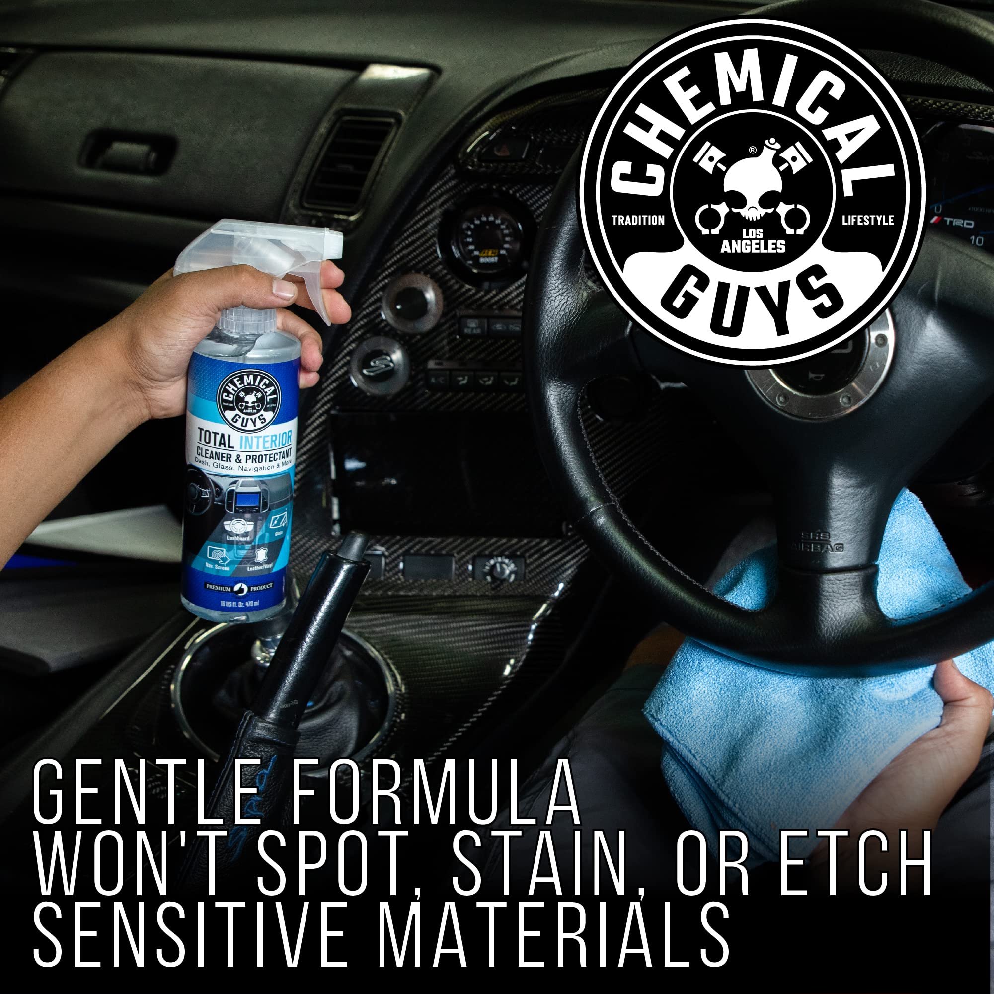 Total Interior Cleaner & Protectant Interior Cleaner, Cleans & Protects Leather, Vinyl, Plastic, Rubber, Glass with a Streak-Free Finish — Cars, Trucks, SUVs, RVs, 16 oz