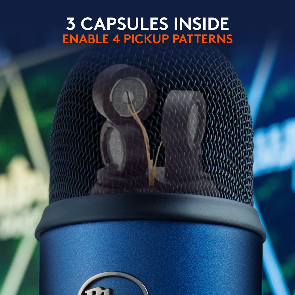 Creators Blue Yeti USB Microphone for PC, Mac, Gaming, Streaming, Podcasting, Studio and Computer Condenser Mic with Blue VO!CE Effects, 4 Pickup Patterns, Plug and Play - Midnight Blue