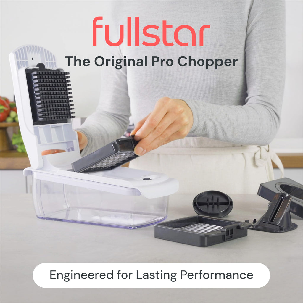 []Fullstar The Original Pro Chopper - Vegetable Chopper and Spiralizer, Food Chopper with Container, Fruit Slicer, Kitchen Gadgets & Gifts, Home Essentials (4 in 1, White)
