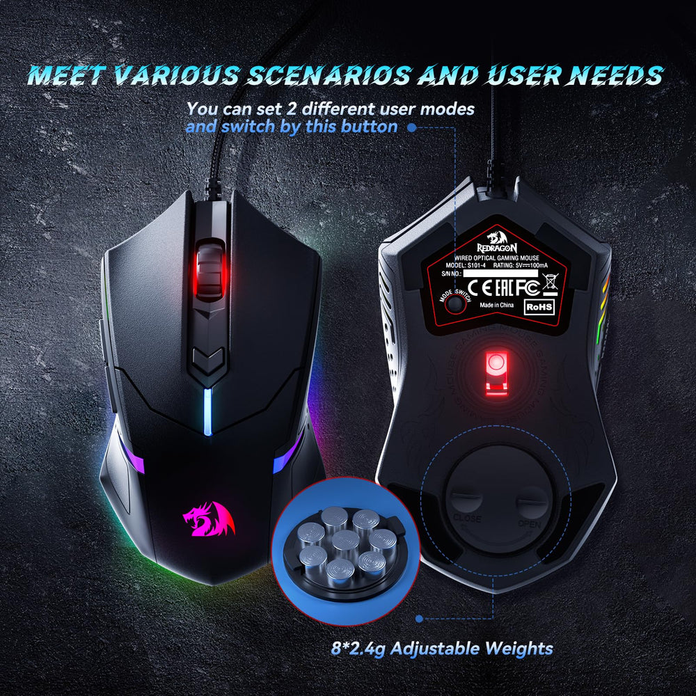 S101-3 PRO Gaming Keyboard and Mouse, RGB Backlit Programmable Keyboard Mouse with Software, Independent Macro Record Keys, Value Combo Set, New Update Version