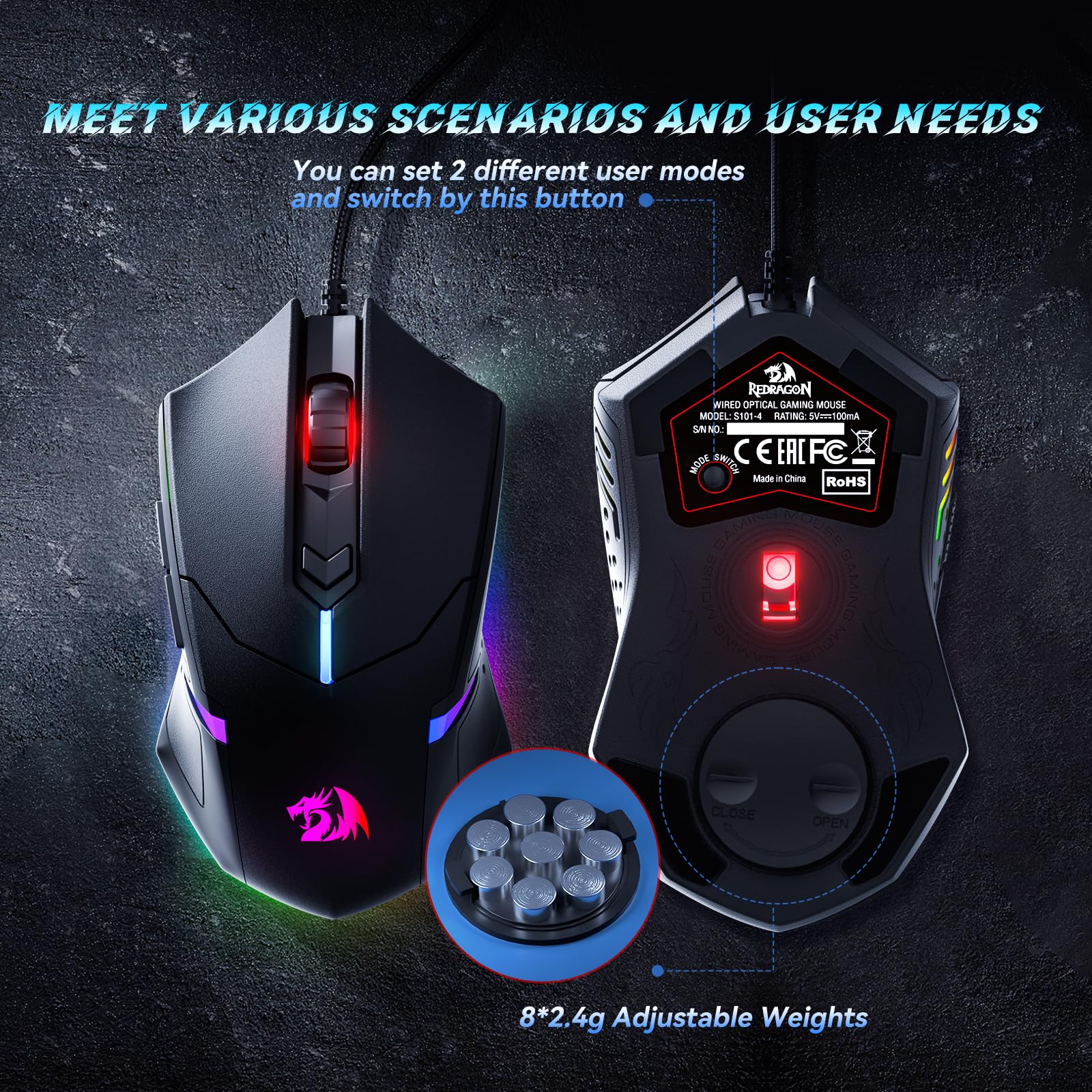 S101-3 PRO Gaming Keyboard and Mouse, RGB Backlit Programmable Keyboard Mouse with Software, Independent Macro Record Keys, Value Combo Set, New Update Version