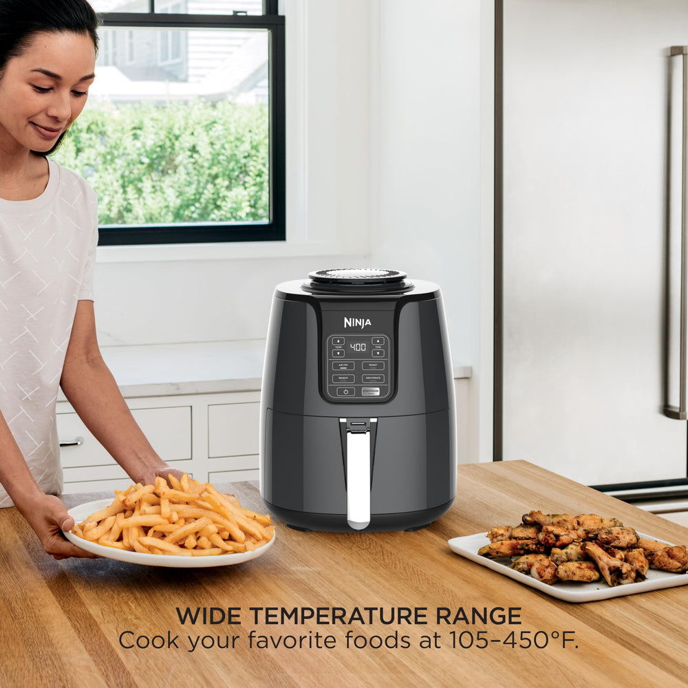 Air Fryer | 4 QT Capacity | 4-in-1 Roast, Crisp, Roast, Reheats, & Dehydrates | Dishwasher Safe Parts | 105°F-400°F | Includes 20 Easy & Healthy Recipes | 1550 watt | Grey | AF101