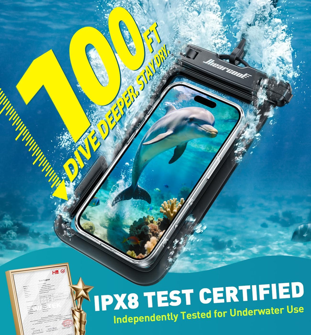 Waterproof Phone Pouch, IPX8 Waterproof Phone Case for iPhone 17/16/15/14 Pro Max, Cell Phone Dry Bag for Beach & Cruise Essentials, Touch Screen, Lanyard Included, 2 Pack (Fits Up to 8.9”)