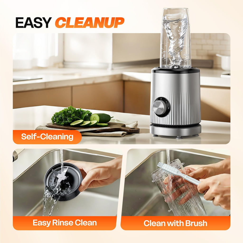 Blender for Smoothies Portable Personal Blender for Shakes and Smoothies for Kitchen with 2 * 24oz Portable Cups and Extra Lid, Smoothie Maker Machine for Juices, Baby Food, Nutritious Recipe