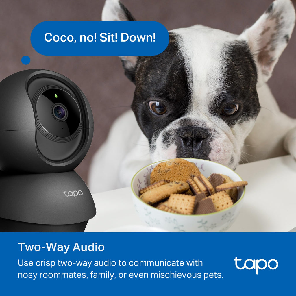 1080P Indoor Pan/Tilt Wired Security Camera - Works as a Baby & Pet Monitor, Motion Detection, 2-Way Audio, Siren, Night Vision, Subscription-Free Local Storage or Optional Cloud, Black, C201