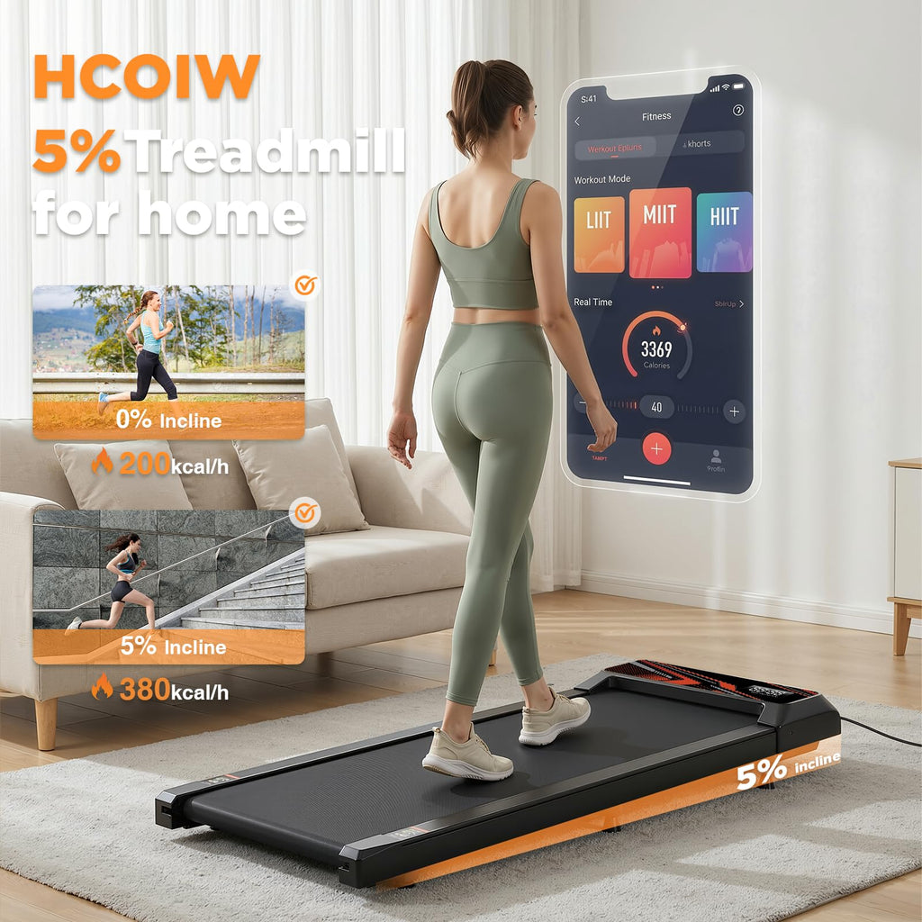 Under Desk Treadmill, Walking Mat with Incline pad, 2.5HP Portable Compact Treadmill for Home Office, Small Mini Walking Treadmill Pad with Remote & 3 in 1 Led Display, 265 Lbs Weight Capacity-Black