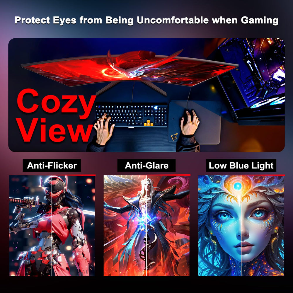 27 Inch Curved Gaming Monitor 200Hz 1ms with Speakers FHD 1080P Computer Monitor FreeSync|1500R|130% sRGB|HDR|Low Blue Light|HDMI DP Ports|VESA Mount|Metal Stand(HDMI Cable Incl.)
