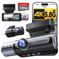4K Dash Cam Front and Rear, Full HD 3 Channel Dashcam, Free 128GB Memory Card, Built-in 5.8GHz WiFi Built-in GPS, Collision Sensor, Night Vision, 3.16" IPS, 24H Parking Mode（Black）