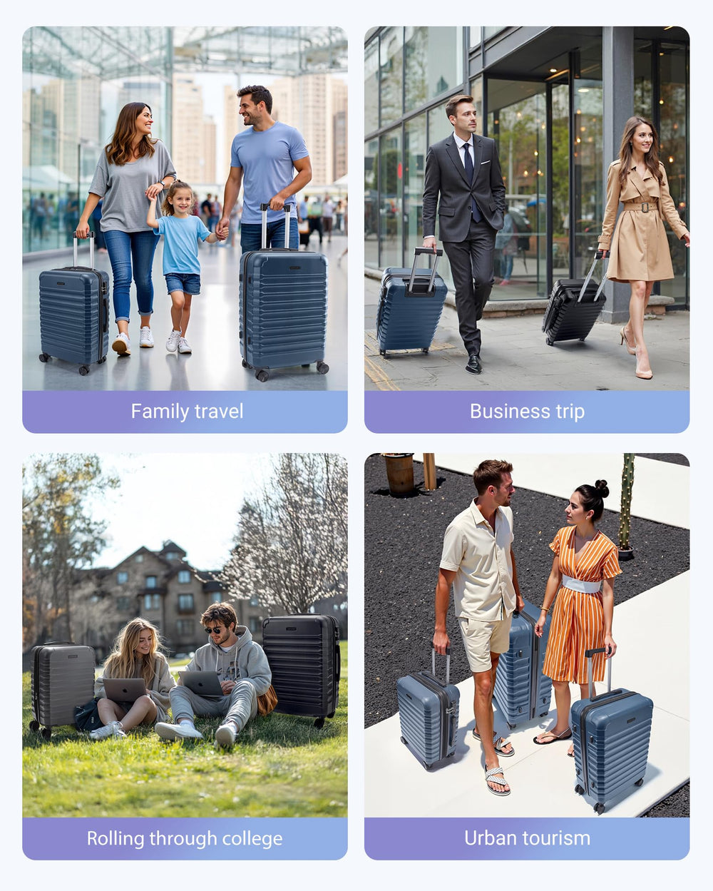 Luggage Sets, 3 Piece Durable Suitcase Set with Spinner Wheels, 3 Pcs Hard Shell Lightweight Luggage with TSA Lock, Large Checked Travel Suitcases, 20/24/28 Inch, Royal Blue