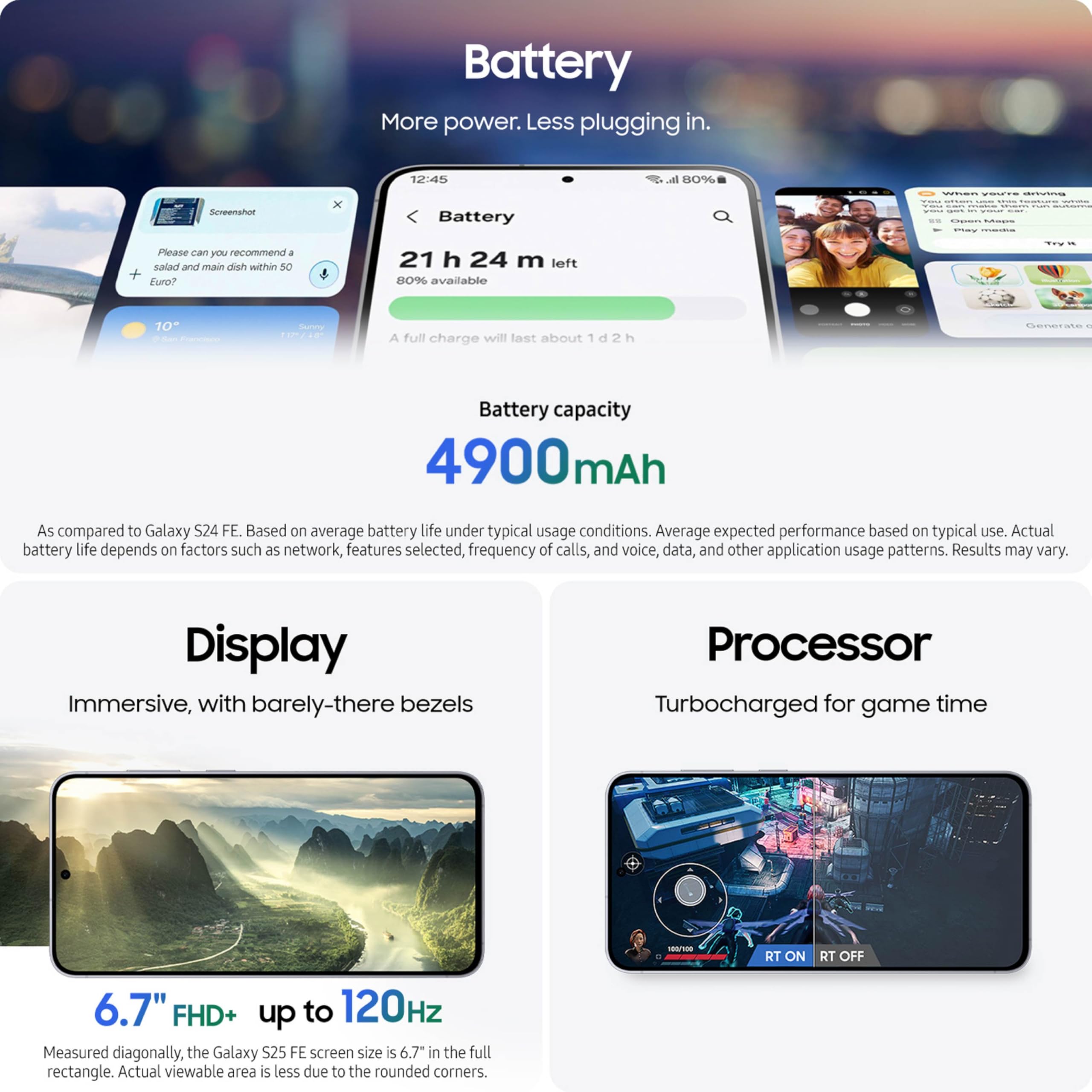 S25 FE Cell Phone (2025), 256GB AI Smartphone, Unlocked Android, Large Display, 4900mAh Battery, High Res-Camera, AI Photo Edits, Durable, US 1 Yr Warranty, JetBlack