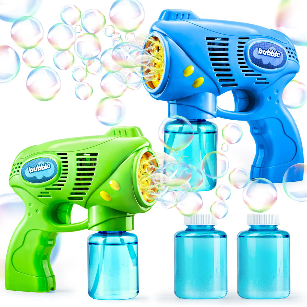 2 Kids Bubble Gun with 2 Bottles Refill Solution, Bubble Machine Gun for Toddlers Kids 4-8, Party Favors, Summer Toy, Outdoors, Easter, Birthday Gift