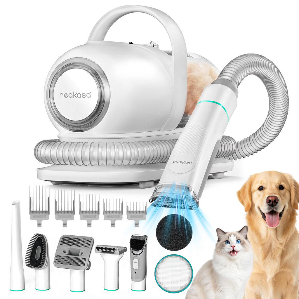 P1 Pro Dog Grooming Vacuum Kit, 6-in-1 Pet Hair Grooming with Clippers and Vacuum, 9000Pa Suction, Low Noise, 1L Dust Cup for Home Shedding & Trimming