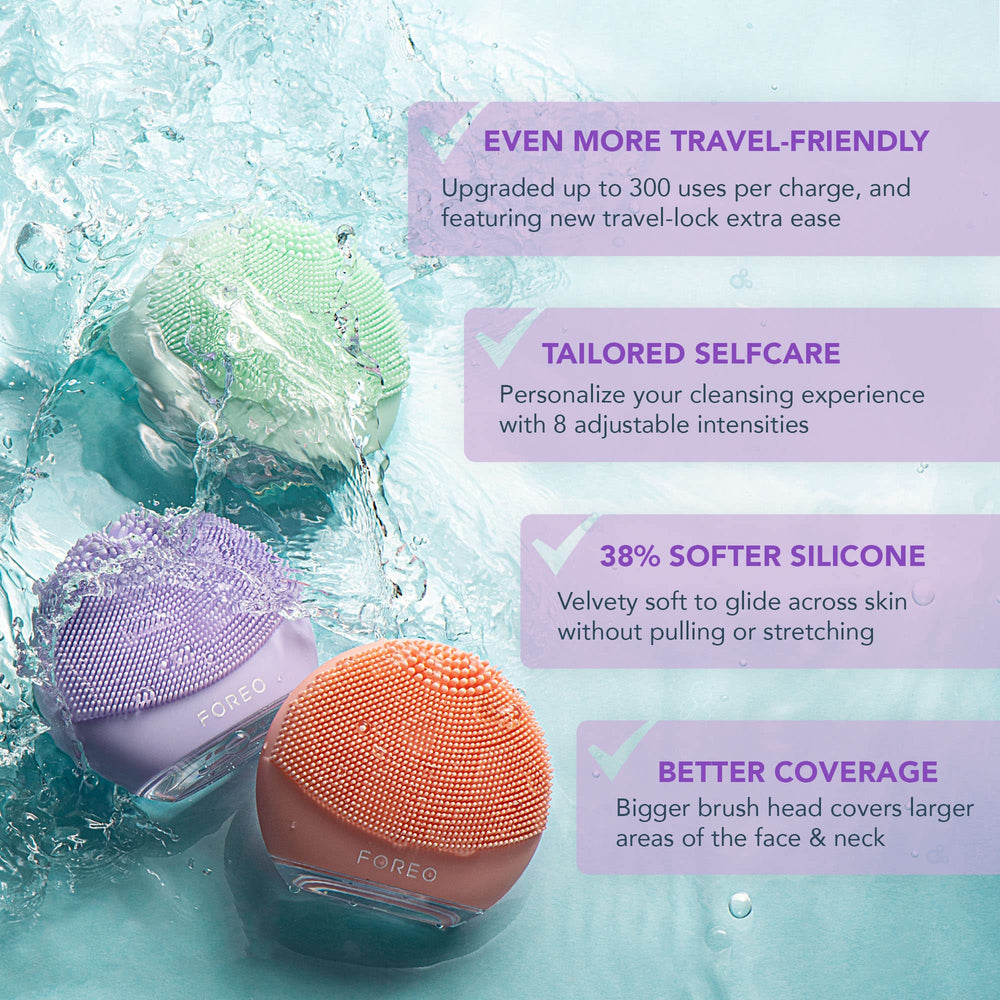 FOREO LUNA 4 go Face Cleansing Brush & Firming Massager - Premium Face Care - Enhances Absorption - Simple Skin Care Tools - For All Skin Types - Lavender