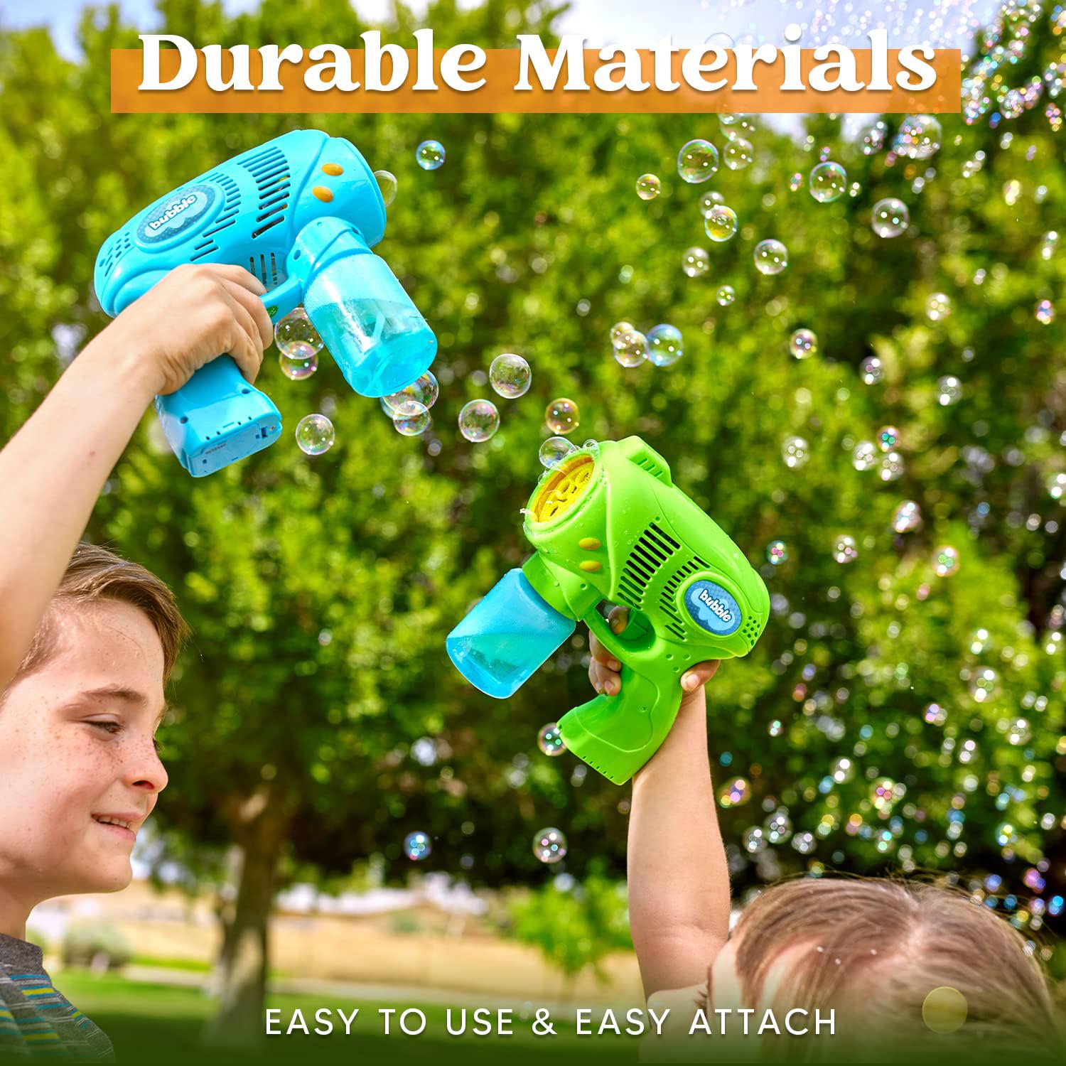 2 Kids Bubble Gun with 2 Bottles Refill Solution, Bubble Machine Gun for Toddlers Kids 4-8, Party Favors, Summer Toy, Outdoors, Easter, Birthday Gift