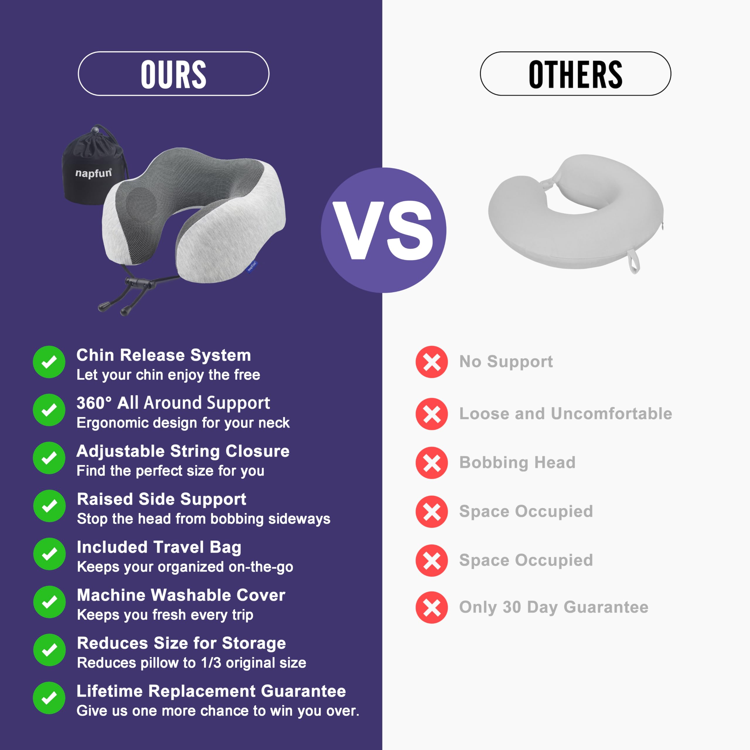 Neck Pillow for Traveling, Upgraded Travel Neck Pillow for Airplane 100% Pure Memory Foam Travel Pillow for Flight Headrest Sleep, Portable Plane Accessories, Light Grey