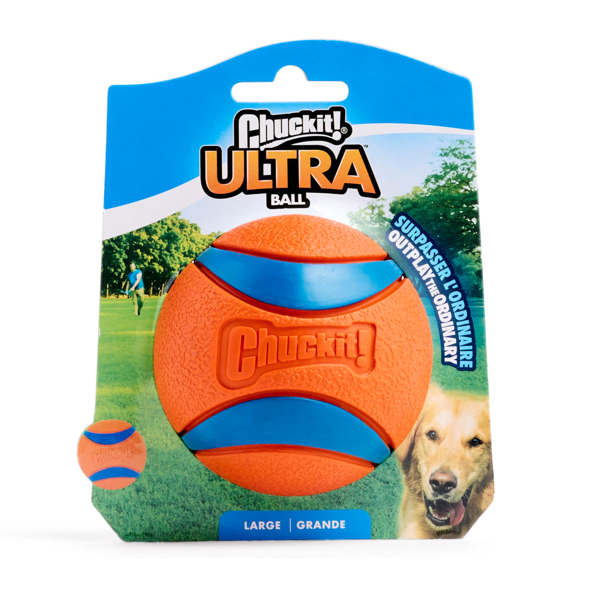 Ultra Ball Dog Toy - Size Large - For Dogs 60-100 lbs - Made from Durable Rubber - Super Bouncy - Floats in Water - 3-inch Diameter - Pack of 1