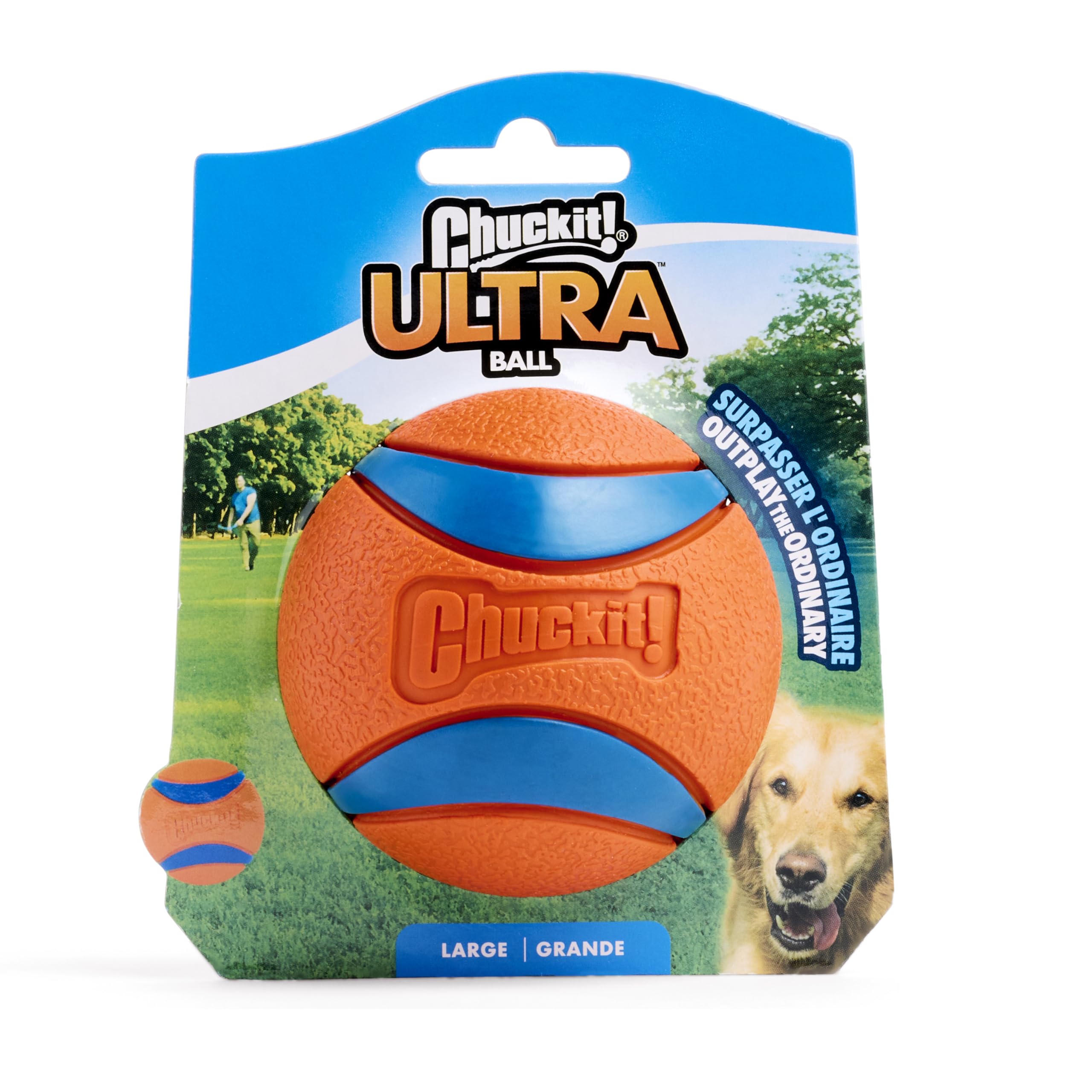 Ultra Ball Dog Toy - Size Large - For Dogs 60-100 lbs - Made from Durable Rubber - Super Bouncy - Floats in Water - 3-inch Diameter - Pack of 1