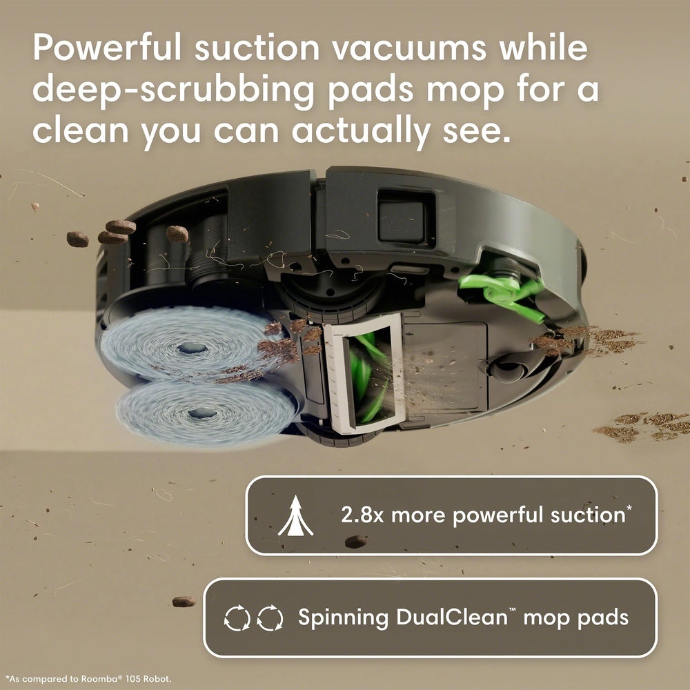 Roomba 415X Robot Vacuum & Mop Combo, 20,000Pa Suction, 3 Months AutoEmpty, Multifunction Dock Self-Cleaning & Hot Dry, Smart Obstacle Avoidance, Lifting Dual Spinning Mops, Ideal for Pet Hair