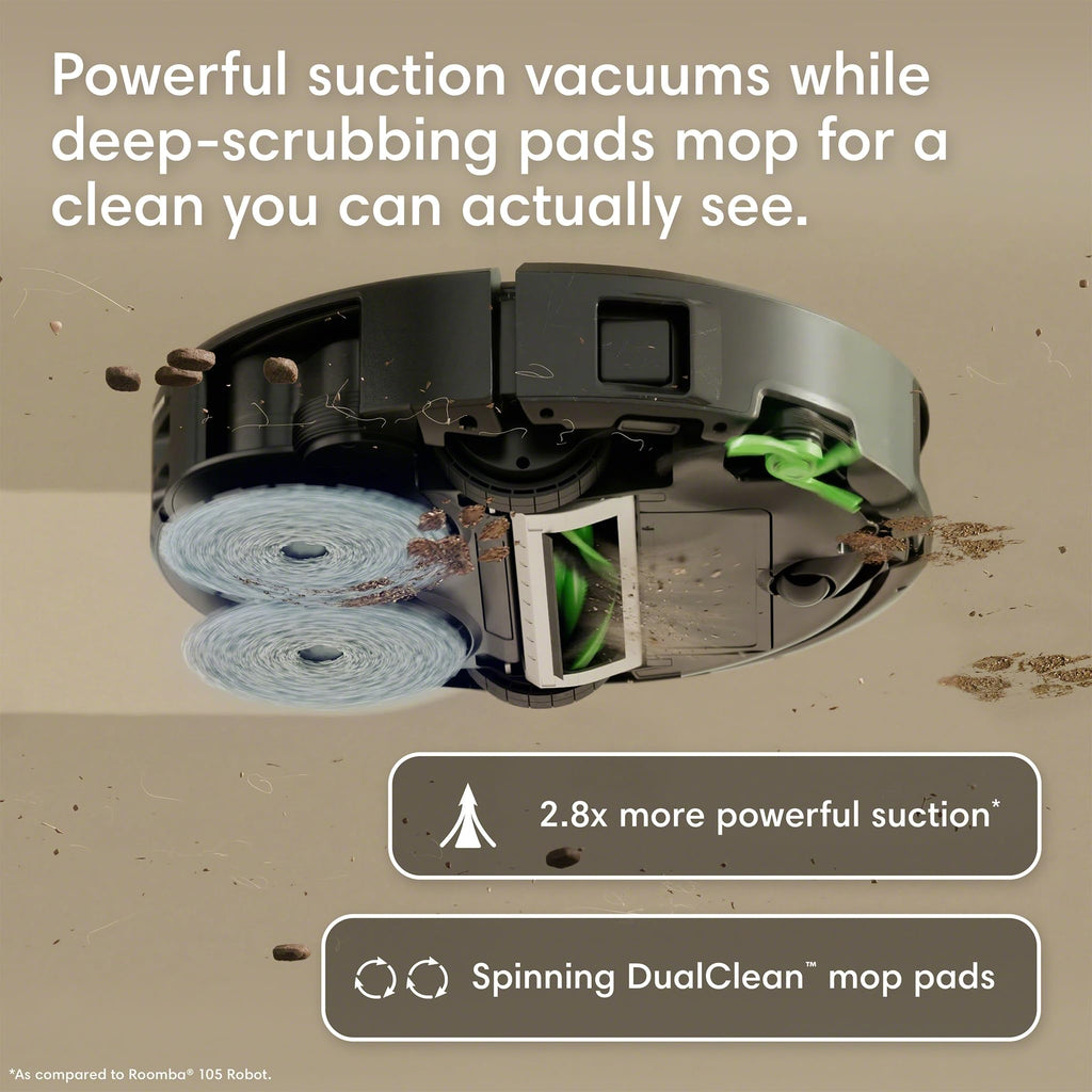 iRobot Roomba 415X Robot Vacuum & Mop Combo, 20,000Pa Suction, 3 Months AutoEmpty, Multifunction Dock Self-Cleaning & Hot Dry, Smart Obstacle Avoidance, Lifting Dual Spinning Mops, Ideal for Pet Hair