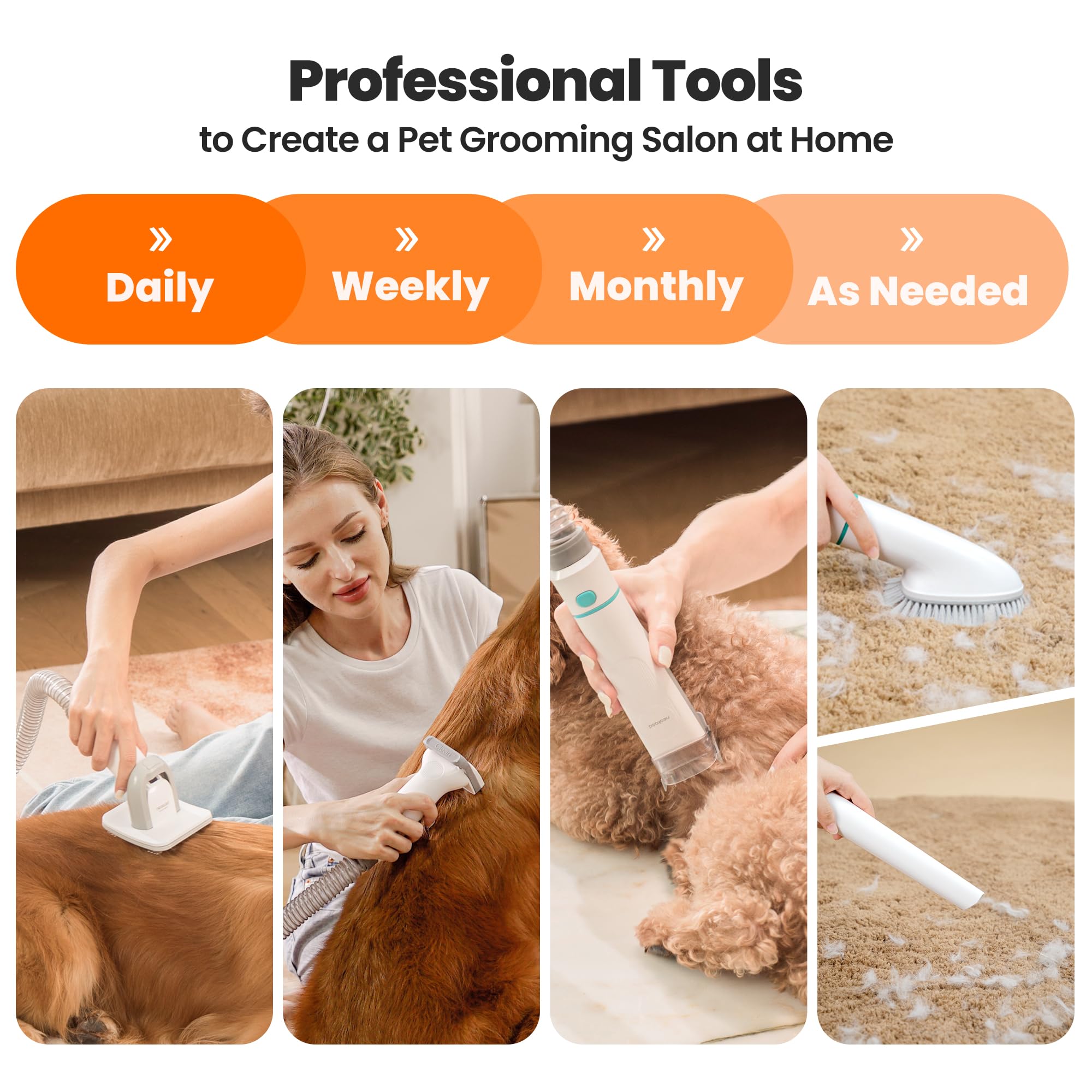 P1 Pro Dog Grooming Vacuum Kit, 6-in-1 Pet Hair Grooming with Clippers and Vacuum, 9000Pa Suction, Low Noise, 1L Dust Cup for Home Shedding & Trimming