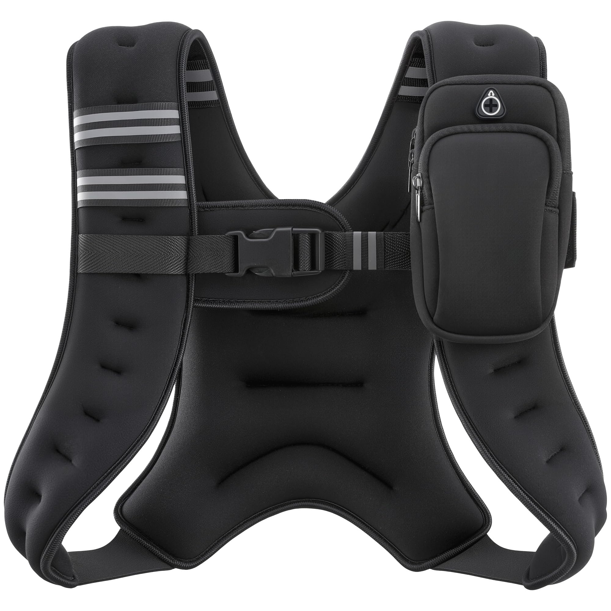 Weighted Vest, 6lb/8lb/12lb/16lb/20lb/25lb/30lb Weight Vest with Reflective Stripe for Workout, Strength Training, Running, Fitness, Muscle Building, Weight Loss, Weightlifting, Black(12 lb)