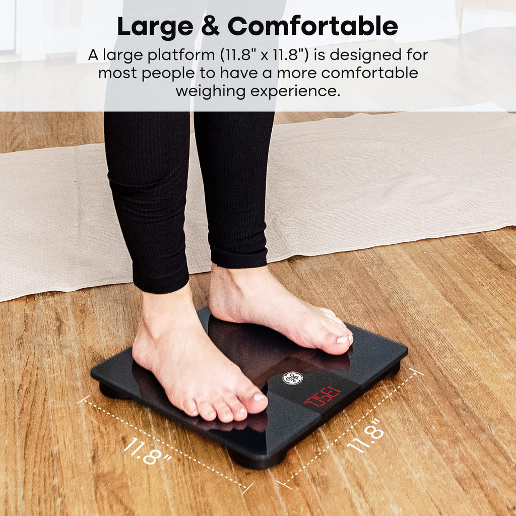 Bathroom Scale for Body Weight, Digital Weight Scales 500lb Heavy Duty Measuring Device for People Accurate BMI Weighing Machine with Bluetooth, Black