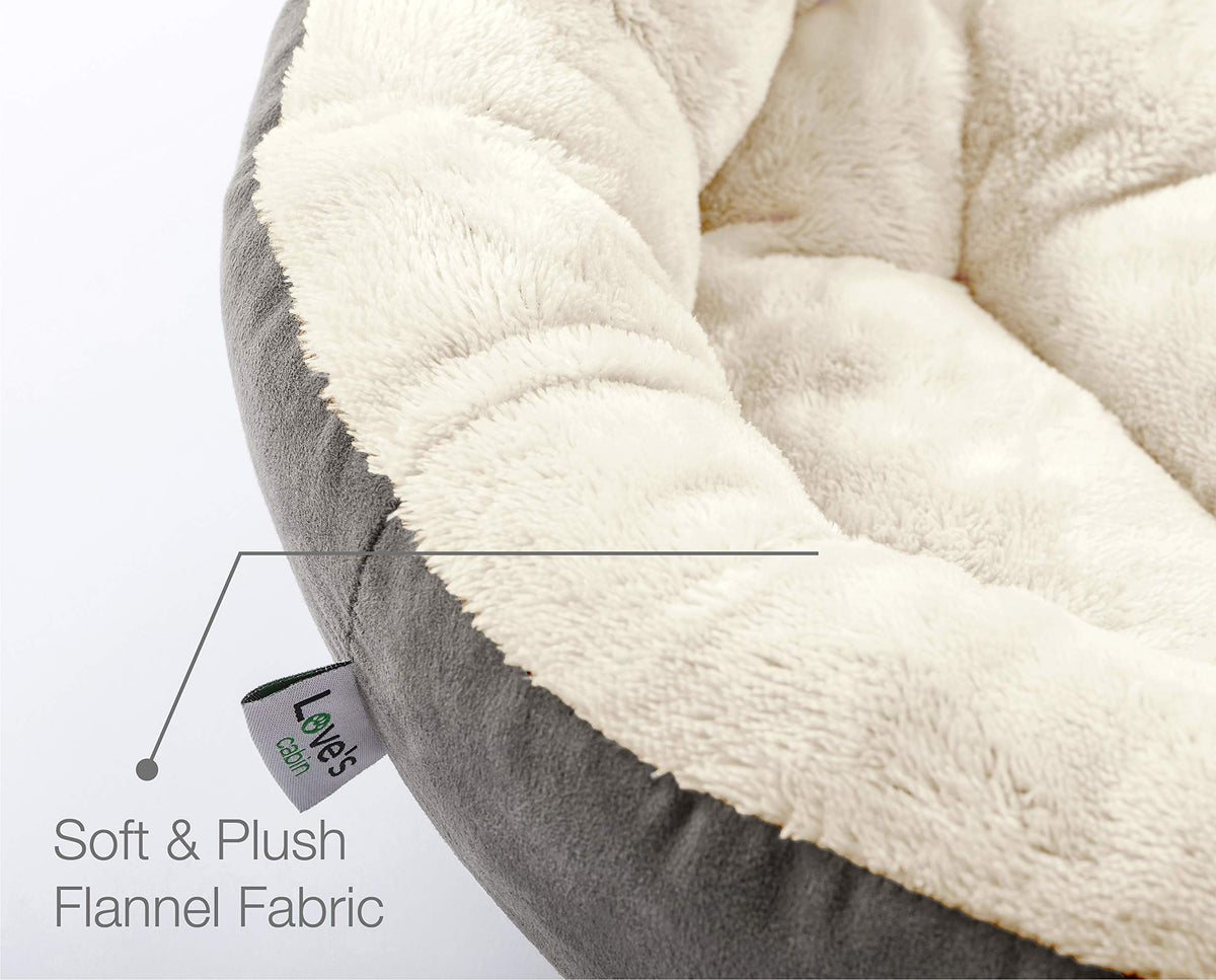 Round Donut Cat and Dog Cushion Bed, 20in Bed for Cats or Small Dogs, Anti-Slip & Water-Resistant Bottom, Super Soft Durable Fabric Pet Beds, Washable Luxury Cat & Dog Bed Gray