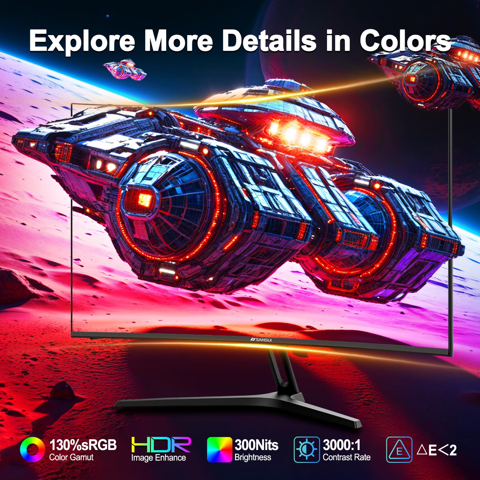 27 Inch Curved Gaming Monitor 200Hz 1ms with Speakers FHD 1080P Computer Monitor FreeSync|1500R|130% sRGB|HDR|Low Blue Light|HDMI DP Ports|VESA Mount|Metal Stand(HDMI Cable Incl.)