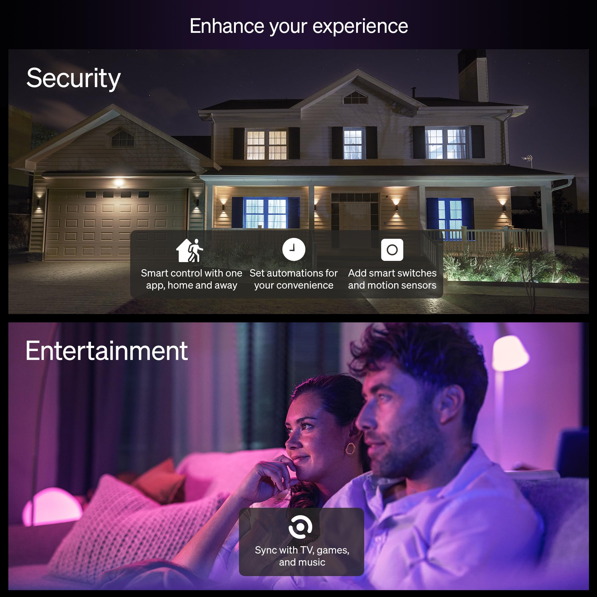 Philips Hue Essential Smart LED A19 Bulb, White and Color Ambiance, E26 Base, 8.8W, 2200K-6500K, 800 Lumens, Dimmable, Works with Alexa, Google, and Apple Home, 1-Pack
