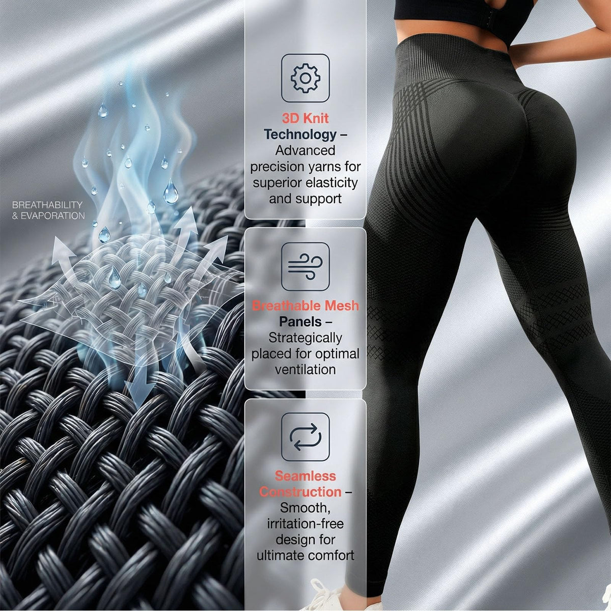 2026 Upgrade 3D Metabolic Booster Leggings,High Waist 3D Anti Cellulite Leggings for Women,for Workout,Yoga & Daily Wear (US, Alpha, Large, Regular, Regular, Black)