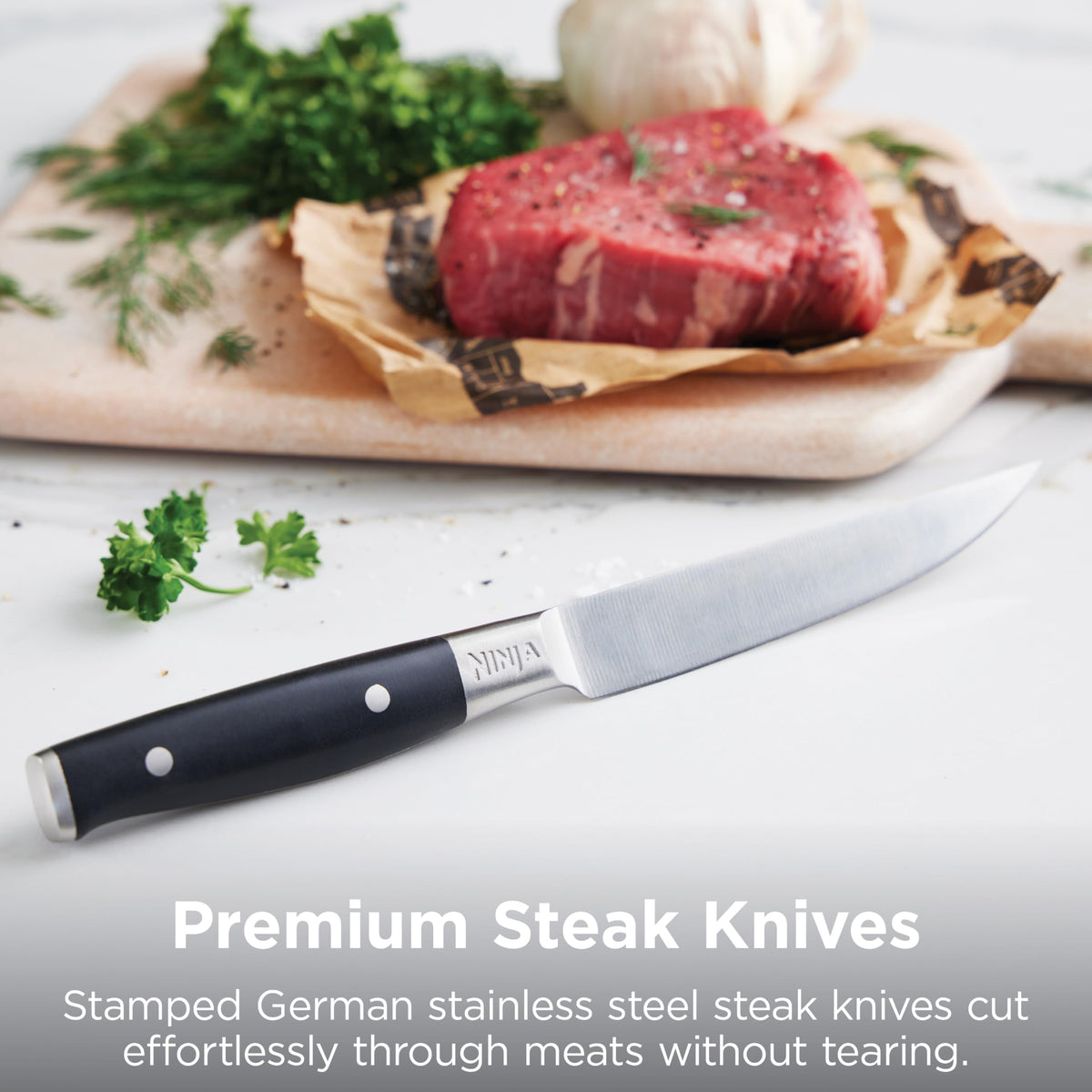NeverDull® Knife Block Set | 17 Piece Kitchen Knife System with Built-in Sharpener | Rust Resistant, German Stainless-Steel Knives | Black | K32017