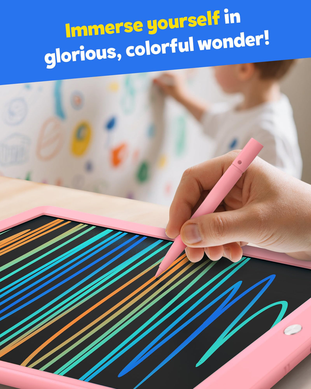 LCD Writing Tablet for Kids, 10-inch Coloring Drawing Pad, Mess Free Doodle Board, Airplane Travel Toys for Boys and Toddlers, Road Trip Essentials, Gifts for 3 4 5 6 7 8 Year Old Girls (Pink)
