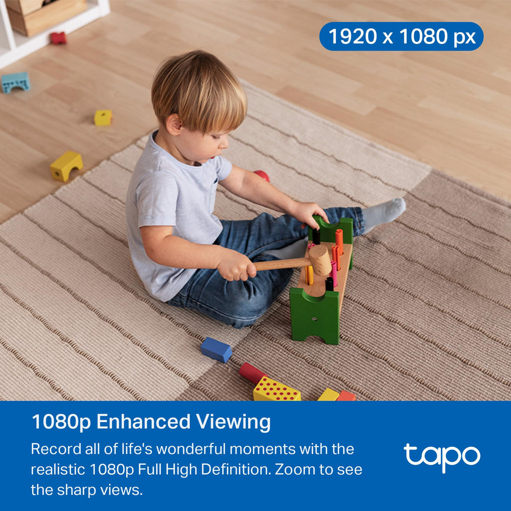 1080P Indoor Pan/Tilt Wired Security Camera - Works as a Baby & Pet Monitor, Motion Detection, 2-Way Audio, Siren, Night Vision, Subscription-Free Local Storage or Optional Cloud, Black, C201
