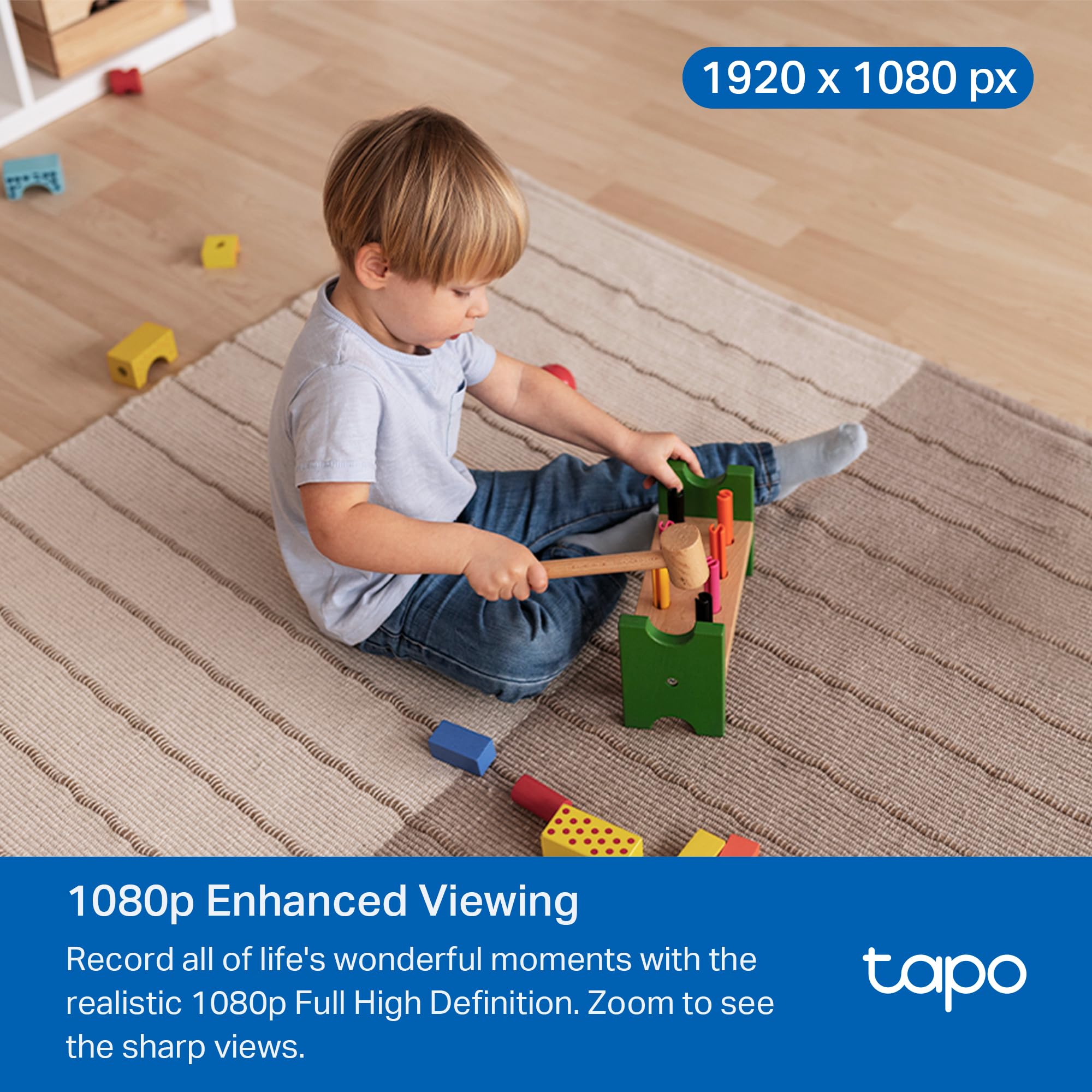 1080P Indoor Pan/Tilt Wired Security Camera - Works as a Baby & Pet Monitor, Motion Detection, 2-Way Audio, Siren, Night Vision, Subscription-Free Local Storage or Optional Cloud, Black, C201