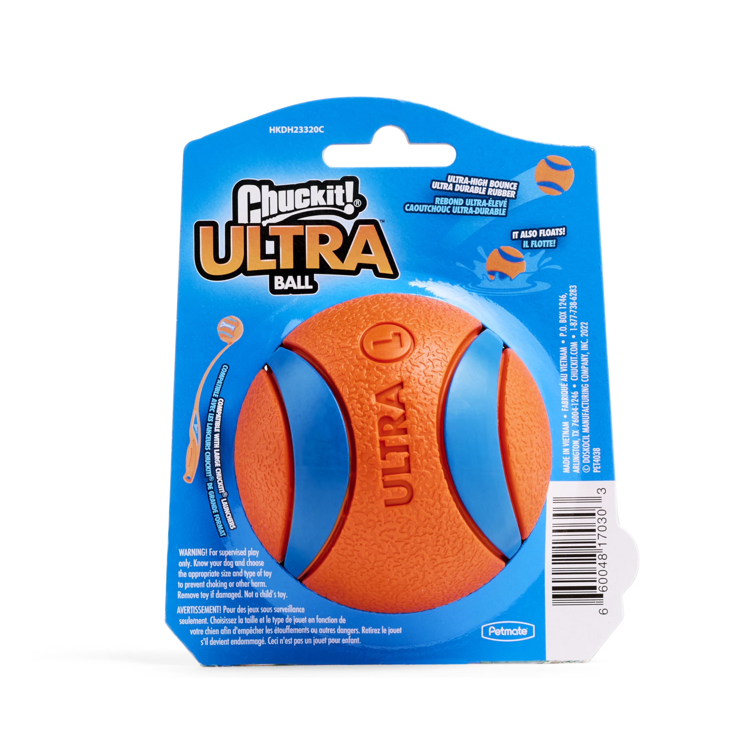 Ultra Ball Dog Toy - Size Large - For Dogs 60-100 lbs - Made from Durable Rubber - Super Bouncy - Floats in Water - 3-inch Diameter - Pack of 1