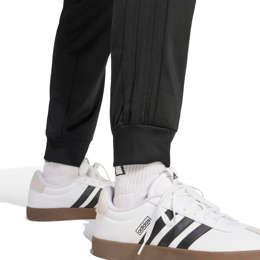 Mens 3-Stripes Tricot Regular Tapered Sportswear Track Pants, Black/Black, X-Large
